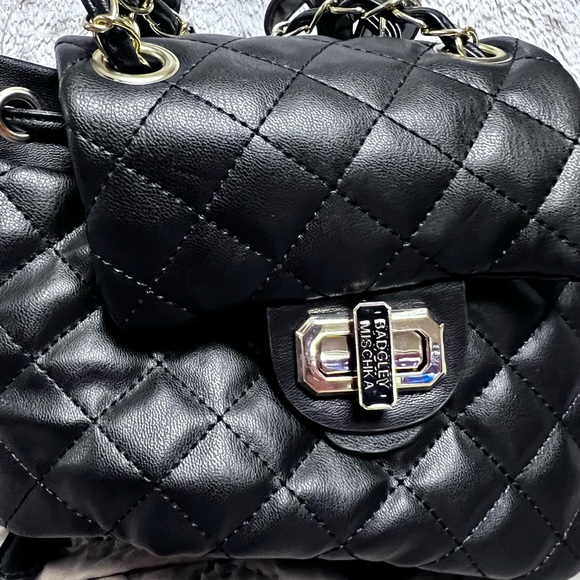 Badgley Mischka Black Quilted Backpack - Picture 1 of 7